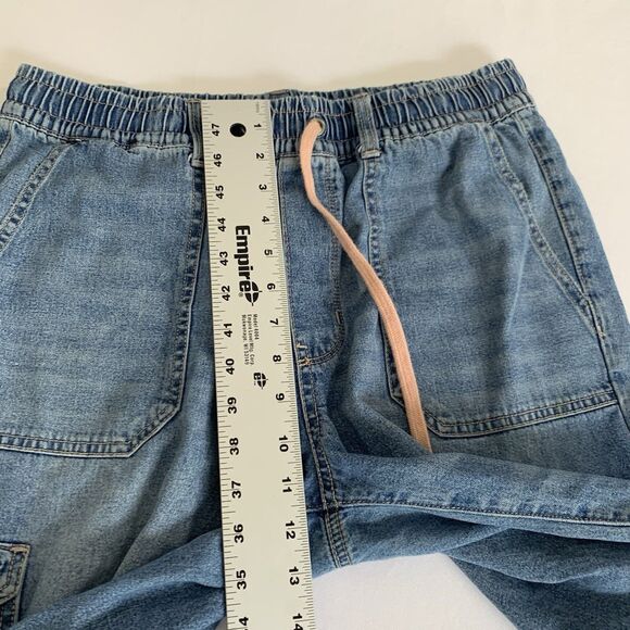 American Eagle Jeans Cargo Joggers Women M Blue Denim Drawstring Utility Tapered - Picture 8 of 10